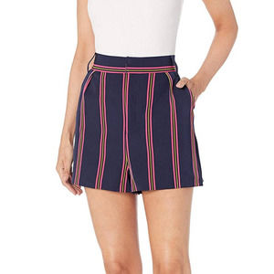 BB Dakota 2 New End Of The Line Shorts High Waist Rise Striped Suiting Navy Blue